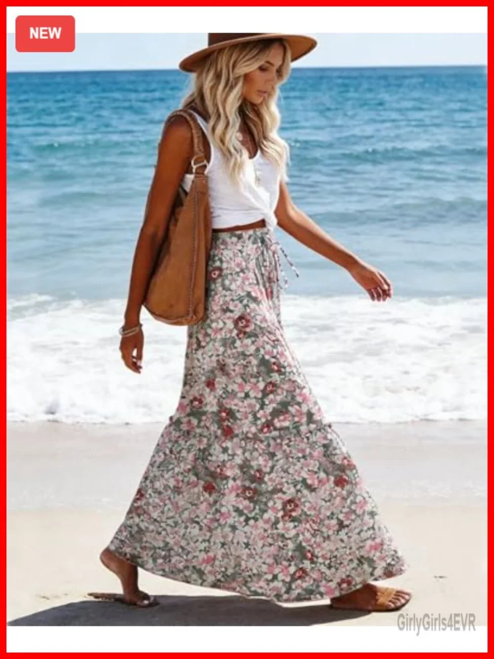 Flowy Tiered Maxi Skirt with Pockets High Waist Drawstring Chiffon